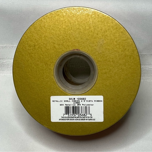 Designer’s Excellence Wired Ribbon Metallic Plaid 10 yards NEW Sealed - Picture 4 of 7